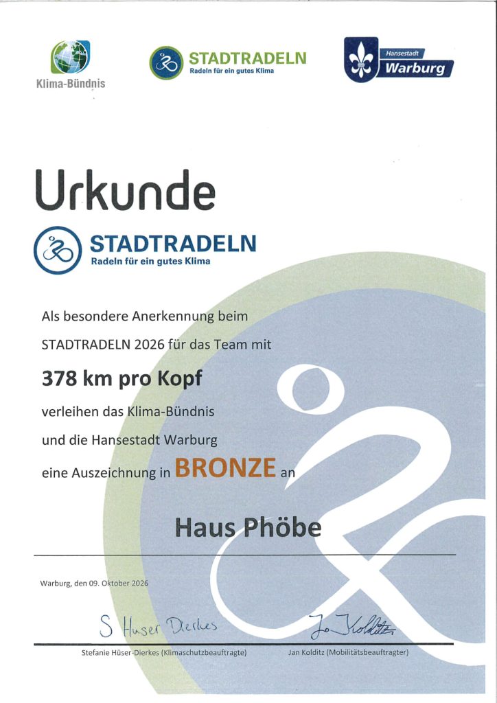 Die Urkunde für die Auszeichnung 2026